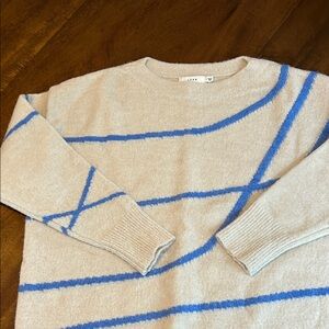 Lush and Beige and Blue Striped Crewneck Sweater